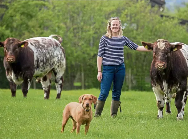  ?? ?? FIELDWORK: Sally Mair, new north area chair for Young Farmers, at Kinnermit Farm, near Turriff. Pictures by Kami Thomson.