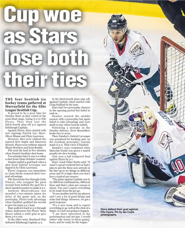  ??  ?? Stars defend their goal against Fife Flyers. Pic by Ian Coyle photograph­y.