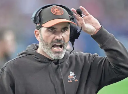  ?? DAVID J. PHILLIP/AP ?? Browns head coach Kevin Stefanski yells during the first half against the Texans on Saturday in Houston.