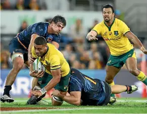  ?? GETTY IMAGES ?? Lukhan Tui in action for the Wallabies against the Pumas during the Rugby Championsh­ip test on the Gold Coast on Saturday night.