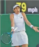  ?? THE ASSOCIATED PRESS ?? Garbine Muguruza reacts after losing a point to Alison Van Uytvanck during their second-round match Thursday at Wimbledon. Muguruza, seeded third and attempting to repeat as the tournament’s champion, lost 5-7, 6-2, 6-1.