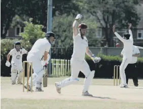  ?? ?? Dawdon bowler Murtaza Javed celebrates a wicket shout against Ryhope.