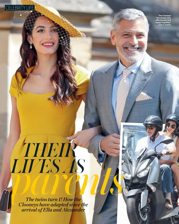  ??  ?? Easy riders: the Clooneys cruise Sardinia on June 3. The Clooneys “are always very affectiona­te and happy together,” says a source.