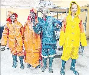  ?? ?? The textile firm, Mtfombeni Investment­s displaying some of the workwear that the company produces for the local and internatio­nal market. (L-R) Cebile Nxumalo, Zakhele Mamba, Sebenele Gamedze and Zandile Zondo.