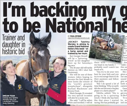  ??  ?? DREAM TEAM George and Tabitha Worsley with Sub Lieutenant. Picture: Andy Stenning
JUMP START Tabitha riding as a youngster