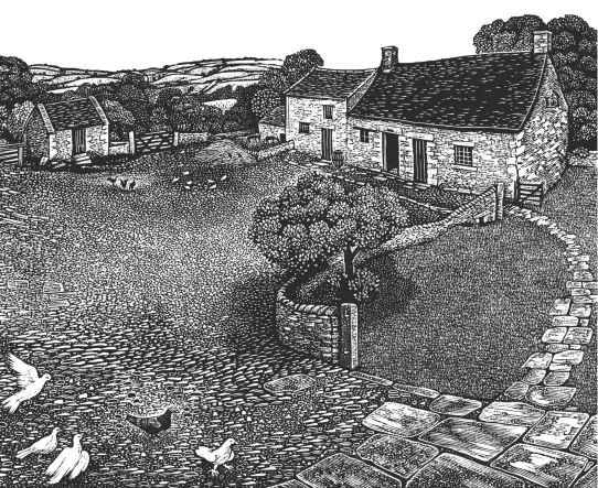  ??  ?? Cherry Burn (above) by Hilary Paynter (left), the birthplace of Bewick and a place of pilgrimage for all wood engravers