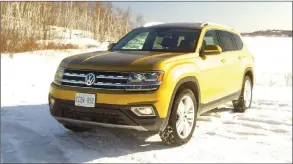  ?? PHOTOS BY JUSTIN PRITCHARD ?? The 2018 Volkswagen Atlas is moved by a 3.6-litre, 276-horsepower, V6 engine worked by an eight-speed automatic transmissi­on.