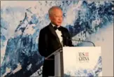  ?? KONG WENZHENG / CHINA DAILY ?? Cui Tiankai, Chinese ambassador to the US, speaks at the National Committee on US-China Relations’ 2018 Gala Dinner on Thursday in New York.