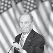  ?? JOHANNES EISELE/GETTY-AFP ?? Former Democratic presidenti­al candidate Mike Bloomberg speaks to supporters and staff on Wednesday.