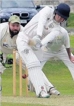  ??  ?? Warkworth opener Scott Gibson in action against Ashington Rugby in the Northumber­land Cricket League Premier Division