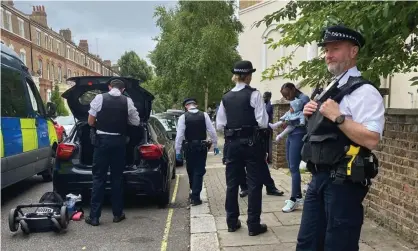  ?? Photograph: Bianca Williams/Reuters ?? Police in London search the car of British sprinter Bianca Williams on July 4, in an incident that sparked claims of biased racial profiling.