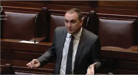  ??  ?? Deputy Marc MacSharry speaking in the Dáil on the Second Stage of the Regulation of Terminatio­n of Pregnancy Bill 2018.