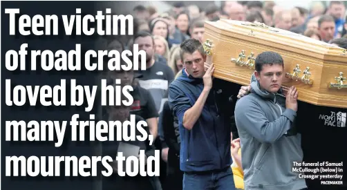  ?? PACEMAKER ?? The funeral of Samuel Mccullough (below) in
Crossgar yesterday