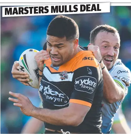  ?? Picture: AAP ?? ON THE MOVE: Esan Marsters (left) is close to a deal with the North Queensland Cowboys after being released from the final year of his contract at Wests Tigers.