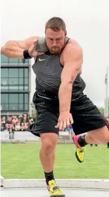  ?? GETTY IMAGES ?? New Zealand’s Olympic bronze medallist Tom Walsh, pictured, will be keen to get the better of American Ryan Crouser in Auckland today.