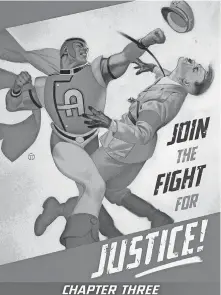  ?? COMICS] ?? The Justice Society hero Amazing Man is seen punching Adolf Hitler on the cover to “Injustice: Year Zero” Chapter Three. The events of World War II cast a shadow on the present day in “Injustice: Year Zero.”