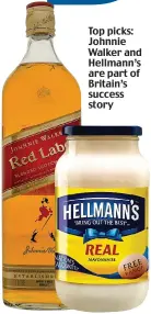  ??  ?? Top picks: Johnnie Walker and Hellmann’s are part of Britain’s success story