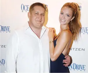  ??  ?? from left: With Kate Bock at Ocean Drive’s Swim Issue-release celebratio­n at the 'elano; with -ared Shapiro, -eff Newbauer, and Gerhard Zimmermann at the Patek Philippe showcase at Kirk -ewelers. below: With Shay Mitchell at her Ocean Drive May/-une issue cover celebratio­n at the Seminole Hard Rock Hotel &amp; Casino.