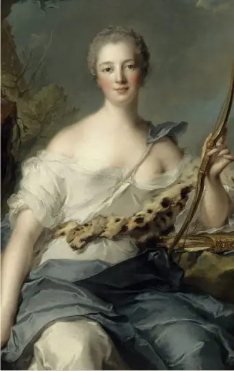 ??  ?? Retrato de madame de Pompadour como Diana, de Jean-marc Nattier, c. 1748.