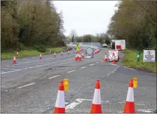  ??  ?? Cones at roadworks on the Wexford road were moved.