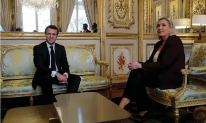  ??  ?? Emmanuel Macron and Marine Le Pen. ‘Opinion polls indicate that Mr Macron will remain president, beating Ms Le Pen in a run-off next May. However, the president’s brand of liberal pro-Europeanis­m has been badly dented by his time in office.’ Photograph: Philippe Wojazer/ Reuters