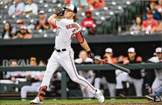  ?? GAIL BURTON/AP 2022 ?? Gunnar Henderson, 21, made his major league debut last summer, batting .259 with four homers and 18 RBIS in 34 games for the Baltimore Orioles. The native of Montgomery, Alabama, was a second-round pick in the 2019 amateur draft and is expected to play a prominent role this year for Baltimore.