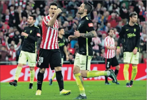  ??  ?? SIETE GOLES. Aduriz volvió a decidir el partido con un penalti para sumar su primer tanto liguero en el 2017.