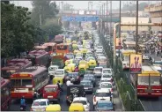  ??  ?? Traffic comes to a standstill in Delhi on Saturday, a day before Diwali.