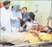  ?? SAMEER SEHGAL/HT ?? Leader of opposition in Punjab Assembly Harpal Singh Cheema during his visit to Guru Nanak Dev Hospital in Amritsar on Saturday.