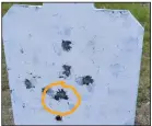  ?? (Photos courtesy of Lisa Saldivar) ?? After a day of profession­al instructio­n at a shooting school at Katy, Texas, Lisa Saldivar hit the center of a steel target at 600 yards with an unmodified sporting rifle using all-copper hunting ammo.