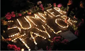  ?? Photograph: David Ryder/Getty ?? Protesters hold a vigil to honor Summer Taylor, who died after they were hit by a car during a recent protest, on 5 July in Seattle, Washington.