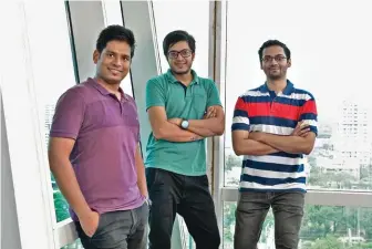  ?? PHOTOGRAPH BY RACHIT GOSWAMI ?? Co-founders (from left): Gautam Prem Jain, Ayush Lodhi and Mehul Katiyar