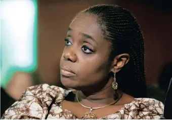  ?? | AFOLABI SOTUNDE / Reuters ?? Nigeria’s Finance Minister Kemi Adeosun attending the 2018 annual meetings of the African Export-Import Bank in Abuja, Nigeria, in July. Her resignatio­n was accepted by President Buhari last Friday.