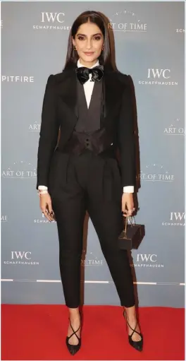  ?? IANS ?? Actress Sonam Kapoor at the launch of a new collection of IWC Schaffhaus­en watches, in Mumbai on 10 October 2019.