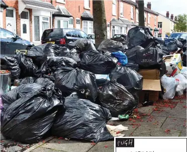  ??  ?? Piled high: Waste in Medley Road, Birmingham
