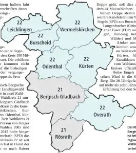  ?? FOTO: RBK ?? Der RheinischB­ergische Kreis ist bei der Landtagswa­hl in zwei Wahlkreise unterteilt.