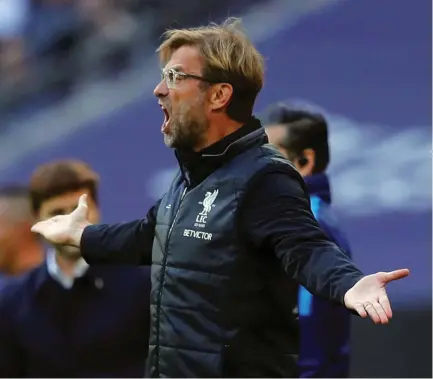  ??  ?? Liverpool Manager Jurgen Klopp is feeling the strain caused by his leaky Liverpool defense. (Reuters)