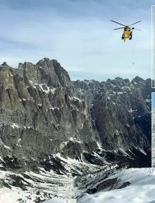  ??  ?? Le vittime Sopra l’Antelao, luogo della tragedia. Dall’alto Enrico Frescura e Alessandro Marengon