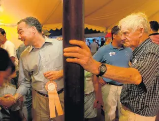  ?? VIRGINIAN-PILOT FILE PHOTO ?? During his 2005 campaign for governor, Tim Kaine and former Gov. Linwood Holton, his father-in-law, visited Galax as part of his pitch to Southwest Virginia.