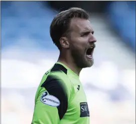  ??  ?? Jak Alnwick was the first of three goalkeeper­s ruled out of yesterday’s game against Hibs due to the Coronaviru­s