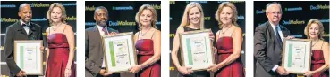  ??  ?? DealMakers Africa Investment Adviser (by deal value) Aubrey Sebothoma (Deloitte) and Marylou Greig (DealMakers). DealMakers Africa Investment Adviser (by deal flow) Khutso Manthata (Standard Bank Group) and Marylou Greig. DealMakers Africa Legal...