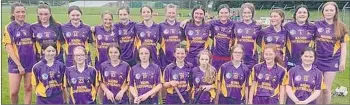  ??  ?? St Catherine’s Camogie U16s who won their first league match in Aghabullog­ue on Friday night last.