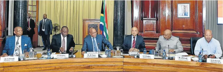  ?? Picture: GCIS ?? UP AGAINST THE AGENCIES: Part of the group who met on Friday and must try to persuade assessors that South Africa’s economy is not in the junk yard. From left are Ndaba Ntsele, president of the Black Business Council, Deputy President Cyril Ramaphosa,...