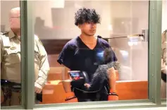  ?? Las Vegas Review-journal via AP ?? ■ Las Vegas Strip stabbing spree suspect Yoni Barrios makes his initial court appearance at the Regional Justice Center in Las Vegas on Friday. Barrios will be charged with murder, the region’s top prosecutor said Friday.