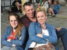  ?? Photo by Michelle Cooper Galvin ?? Roisin Dillon, Tony and Sharon Keane, Listowel, enjoying the Stockton’s Wing show on stage at the Fleadh Cheoil Milltown on Saturday.