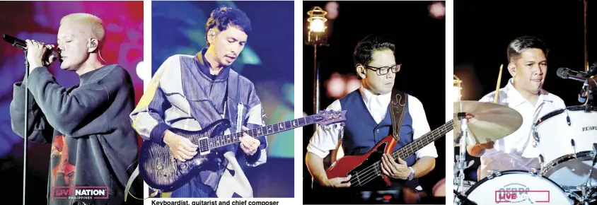  ?? ?? Lead vocalist Bamboo Mañalac.
Keyboardis­t, guitarist and chief composer Rico Blanco.