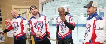  ?? JIM MONE/THE ASSOCIATED PRESS ?? Former NFL players Michael Roos, Jared Allen, Keith Bulluck and Marc Bulger after curling practice in Blaine, Minn. They have started playing together with the hope of becoming Olympians.