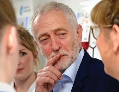  ??  ?? Meet and greet: Jeremy Corbyn with nursing students in Worcester yesterday