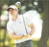  ?? Maddie Meyer / Getty Images ?? Will Gordon plays his shot from the 18th tee during Friday’s second round of the Travelers Championsh­ip at TPC River Highlands in Cromwell.