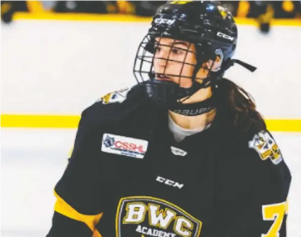  ?? VANCOUVER GIANTS ?? Chloe Primerano is the first female skater ever picked in either the WHL, QMJHL or OHL prospect drafts.